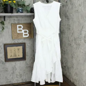 Charter Club Women's Cotton Eyelet Flounce Wrap Dress Bright White 8