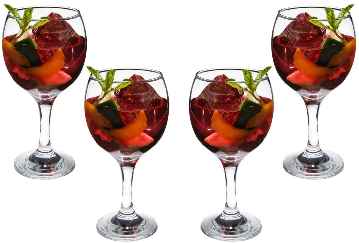 Cheerful Stemmed Wine Glasses 10 Oz, Crystal Clear Goblets, Glassware Set of (4)