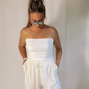 Chic Essential Strapless Top - White