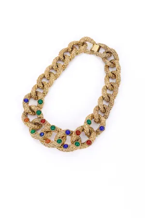 Chunky Curb Link Cabochon Necklace