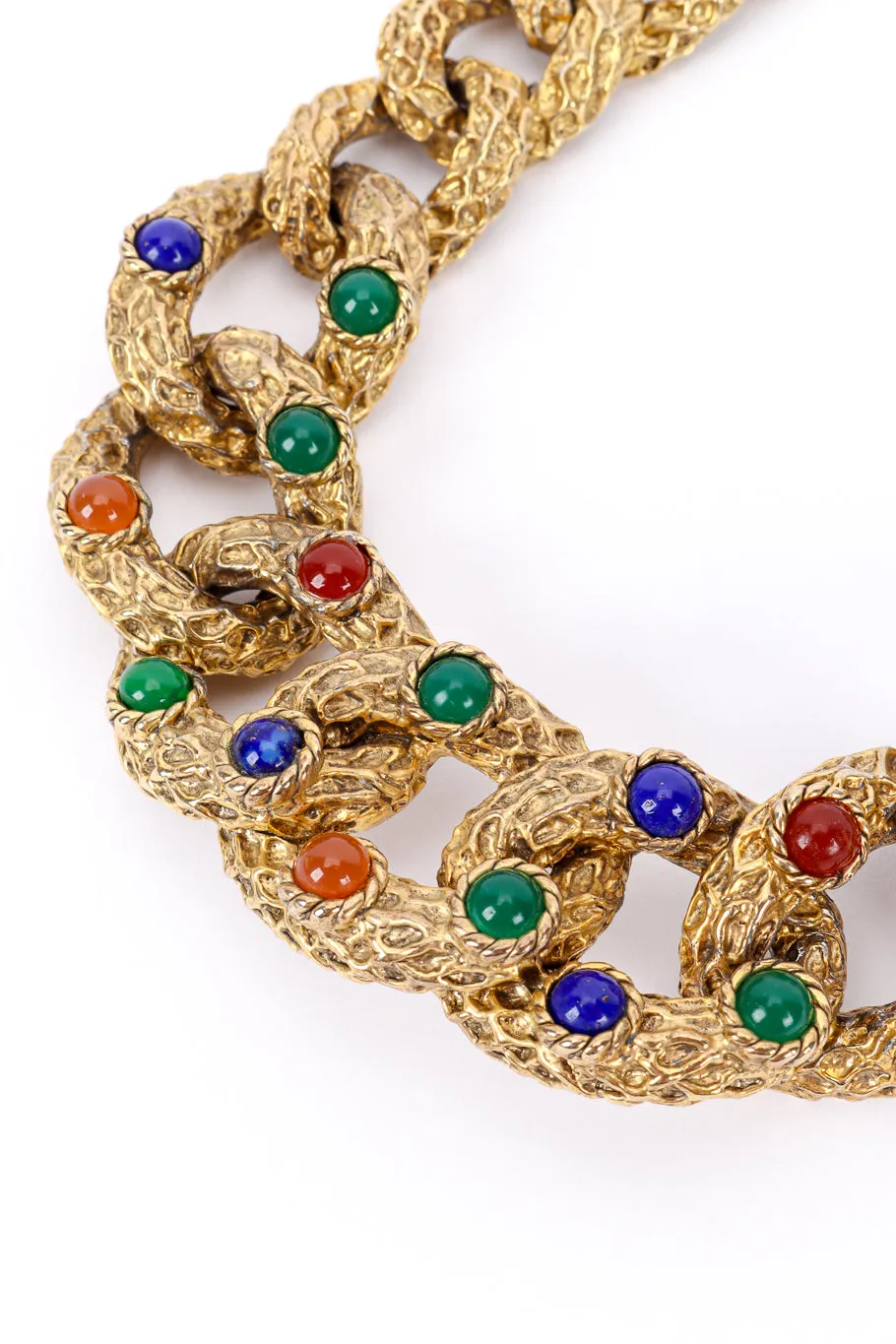 Chunky Curb Link Cabochon Necklace