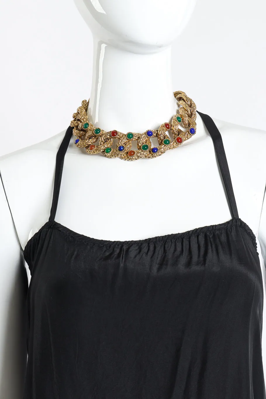 Chunky Curb Link Cabochon Necklace