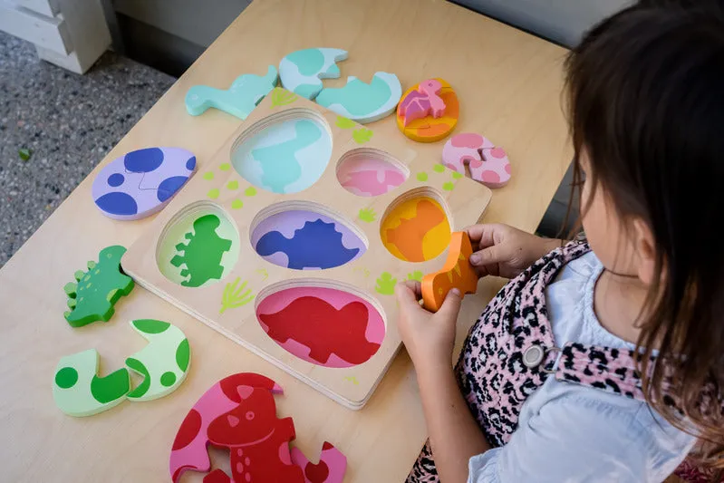 Chunky Wooden Puzzle - Egg & Dino