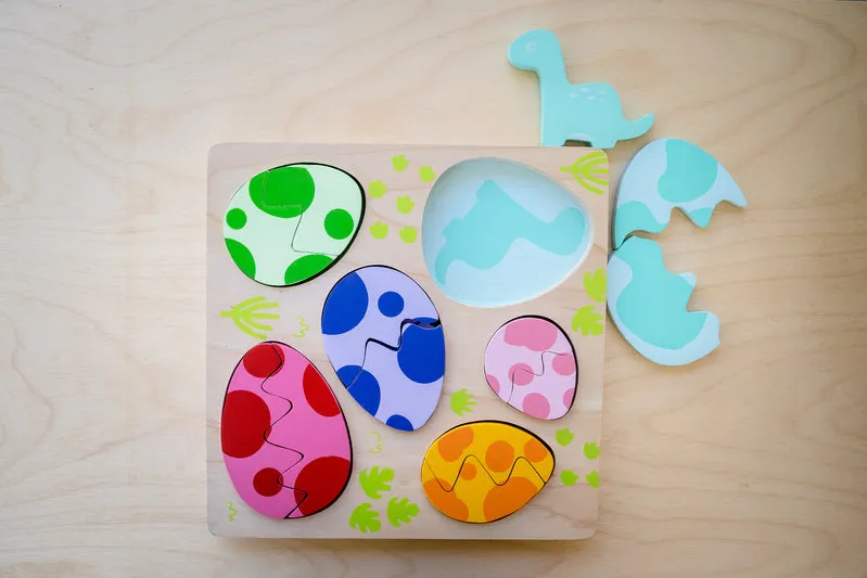 Chunky Wooden Puzzle - Egg & Dino