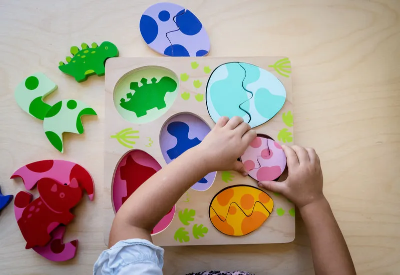 Chunky Wooden Puzzle - Egg & Dino