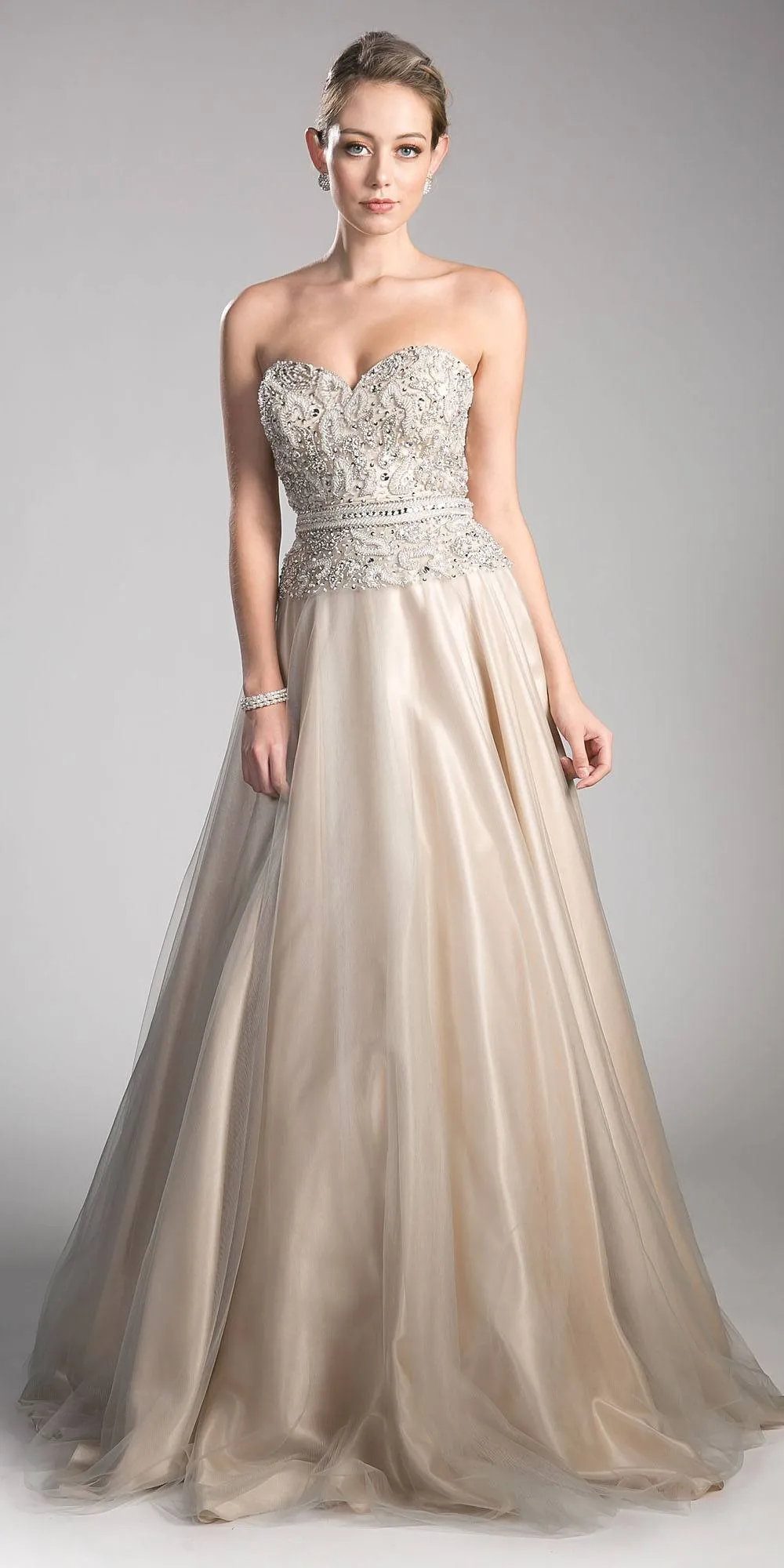Cinderella Divine CE0004 Bead Embellished Gown Strapless