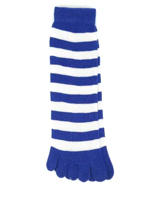 Classic Blue and White Stripe Toe Socks for Timeless Comfort | ToeHugger