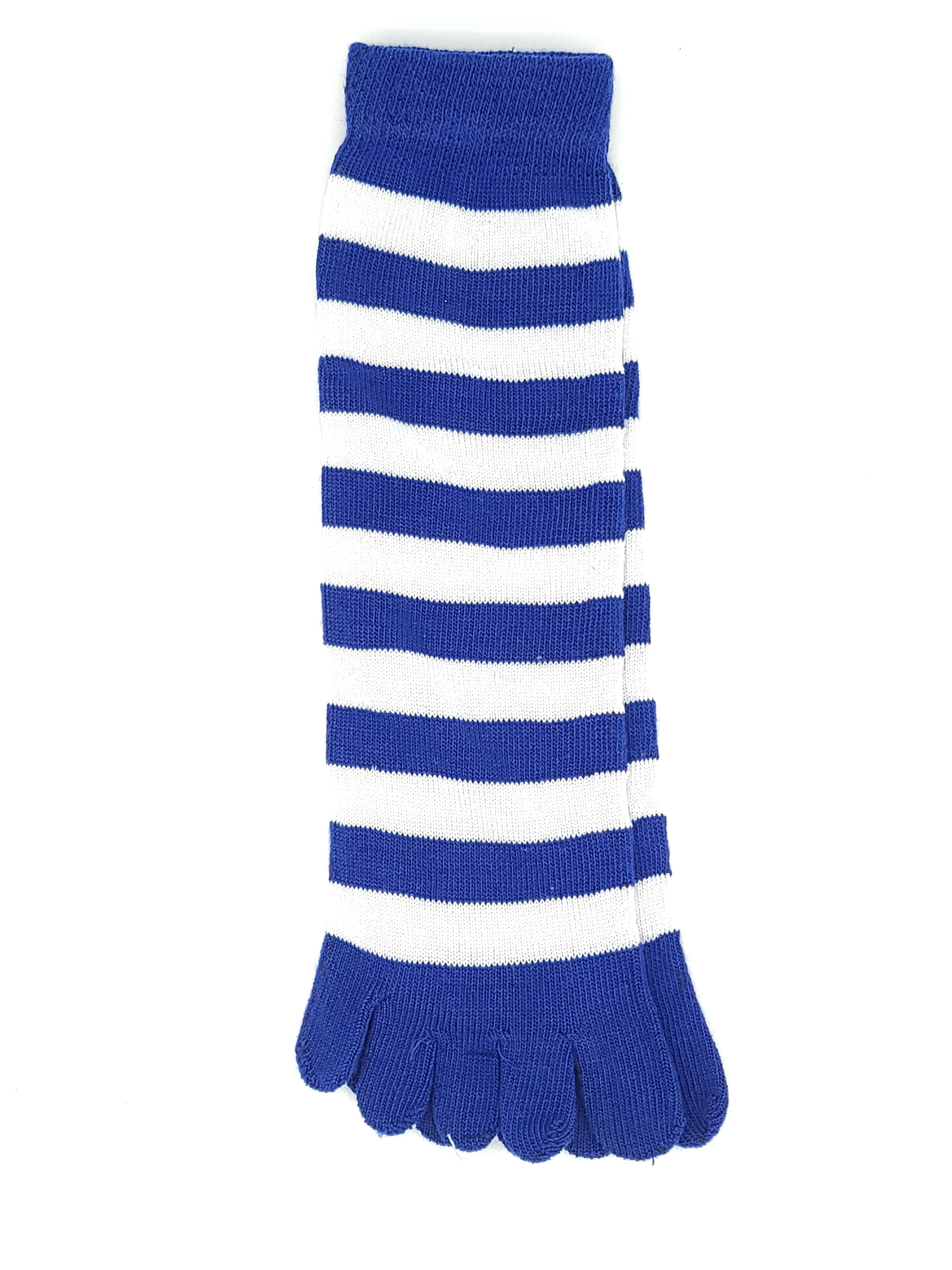 Classic Blue and White Stripe Toe Socks for Timeless Comfort | ToeHugger