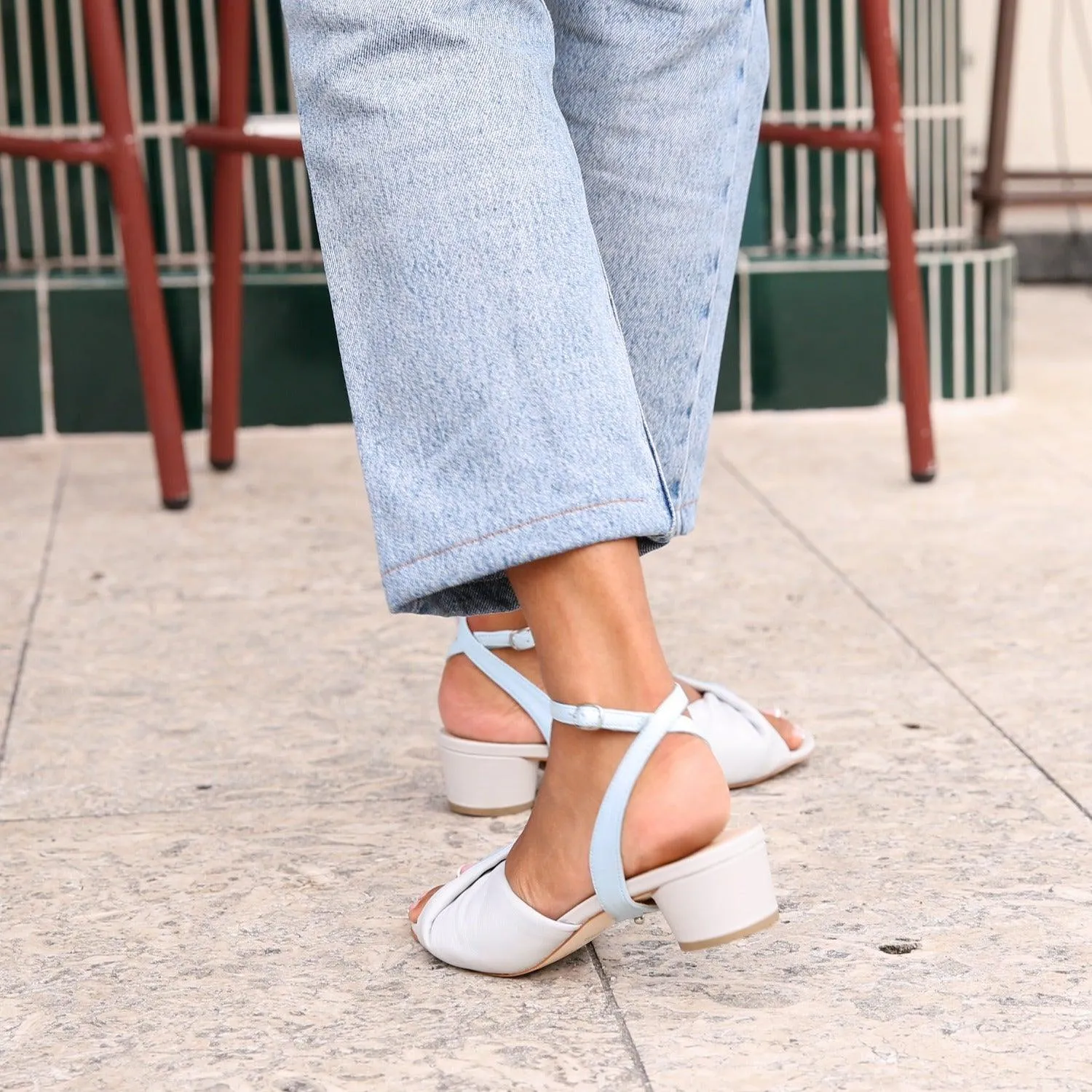 Cloud Grey Lo Twist Sandal   Agate Blue Marilyn Strap