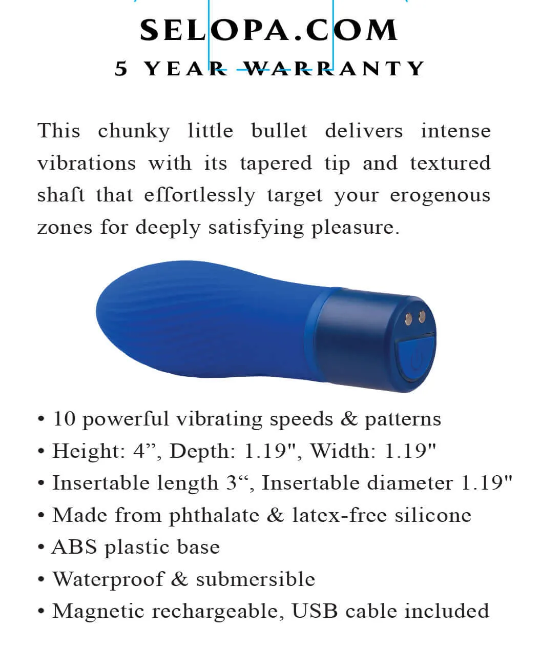 Cobalt Cutie: Powerful Textured Bullet Vibrator for Intense Pleasure