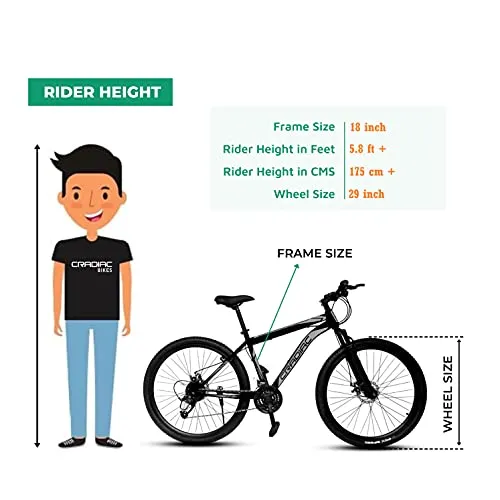 CRADIAC 29 INCH Mountain Bicycle -Black & RED, wheel size: 29 inch, frame size: 18 inch, Unisex