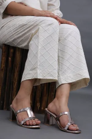 Cream Straight Pant In Cotton