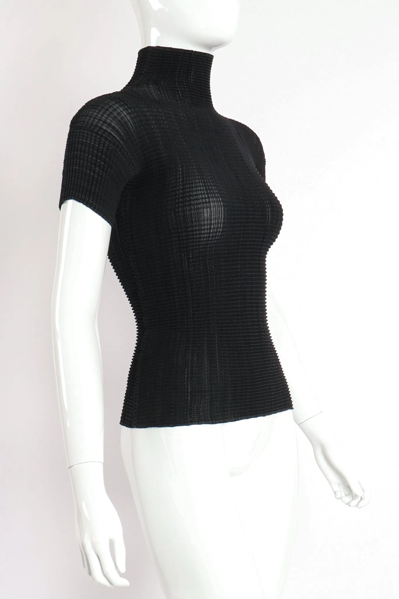 Crinkle Pleated Turtleneck Top