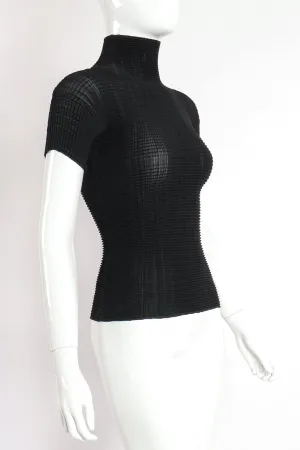Crinkle Pleated Turtleneck Top