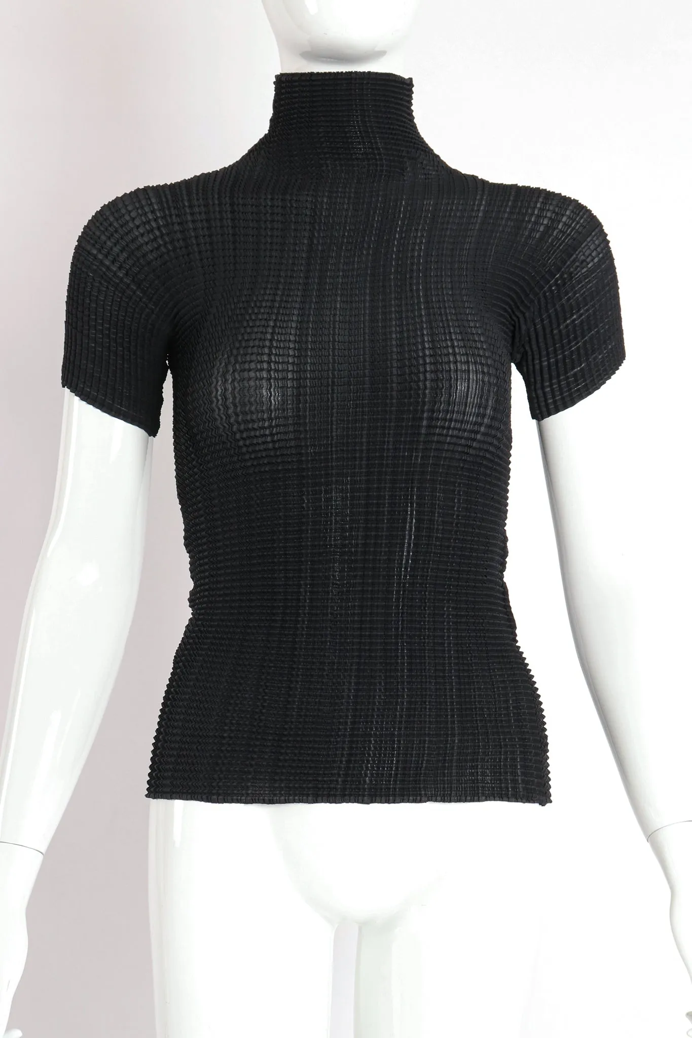 Crinkle Pleated Turtleneck Top