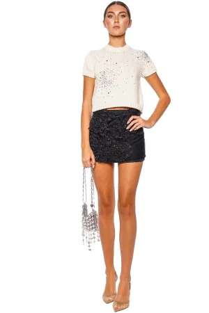 Crystal Embellished Chunky Knit Top