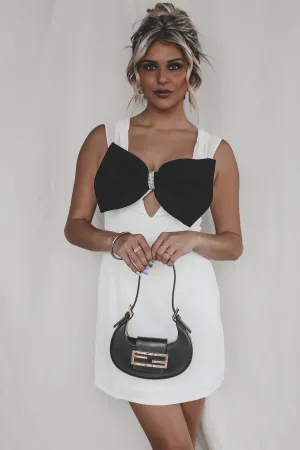 DEAL Elegant Is My Middle Name White Bow Mini Dress
