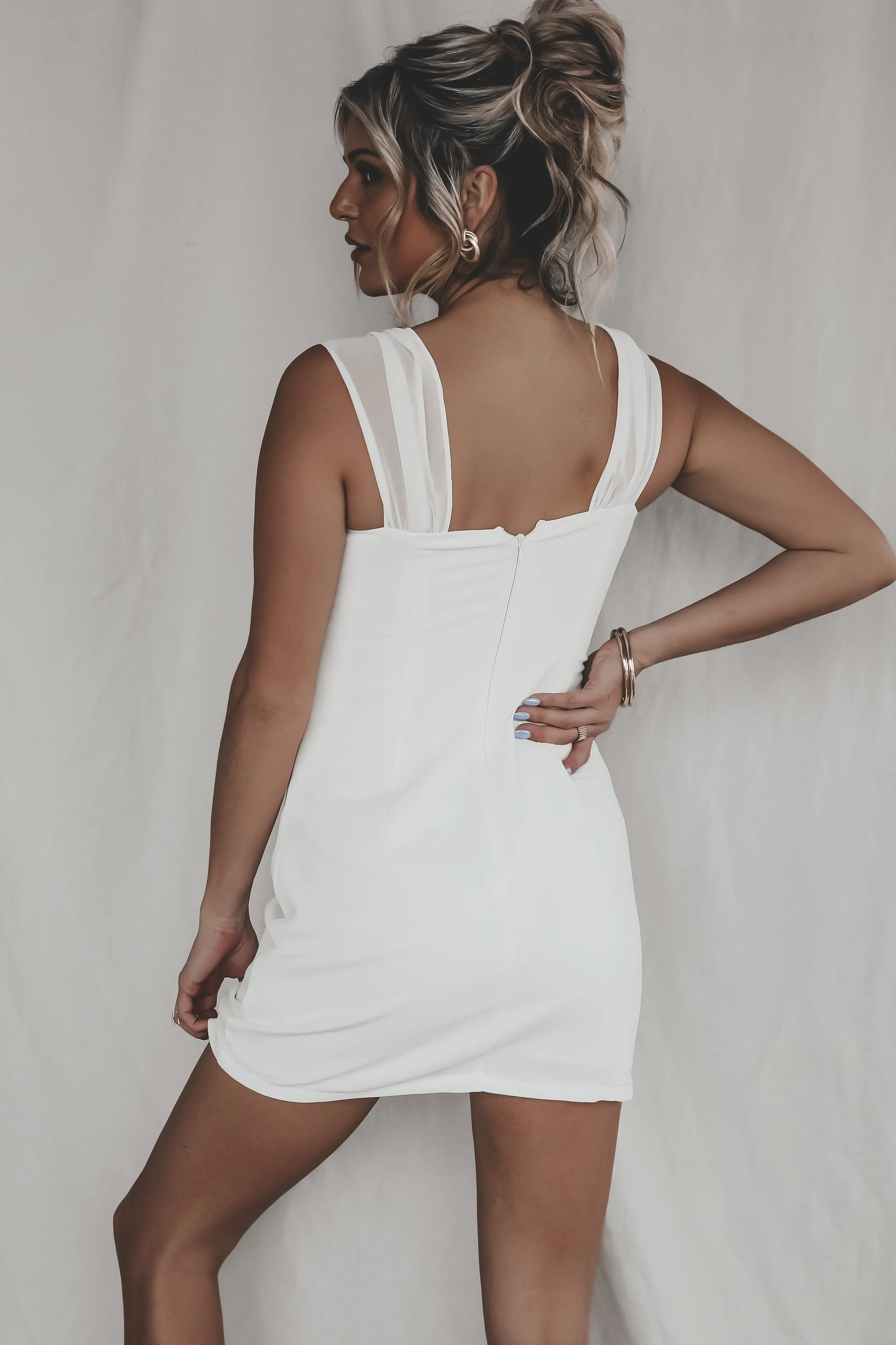 DEAL Elegant Is My Middle Name White Bow Mini Dress