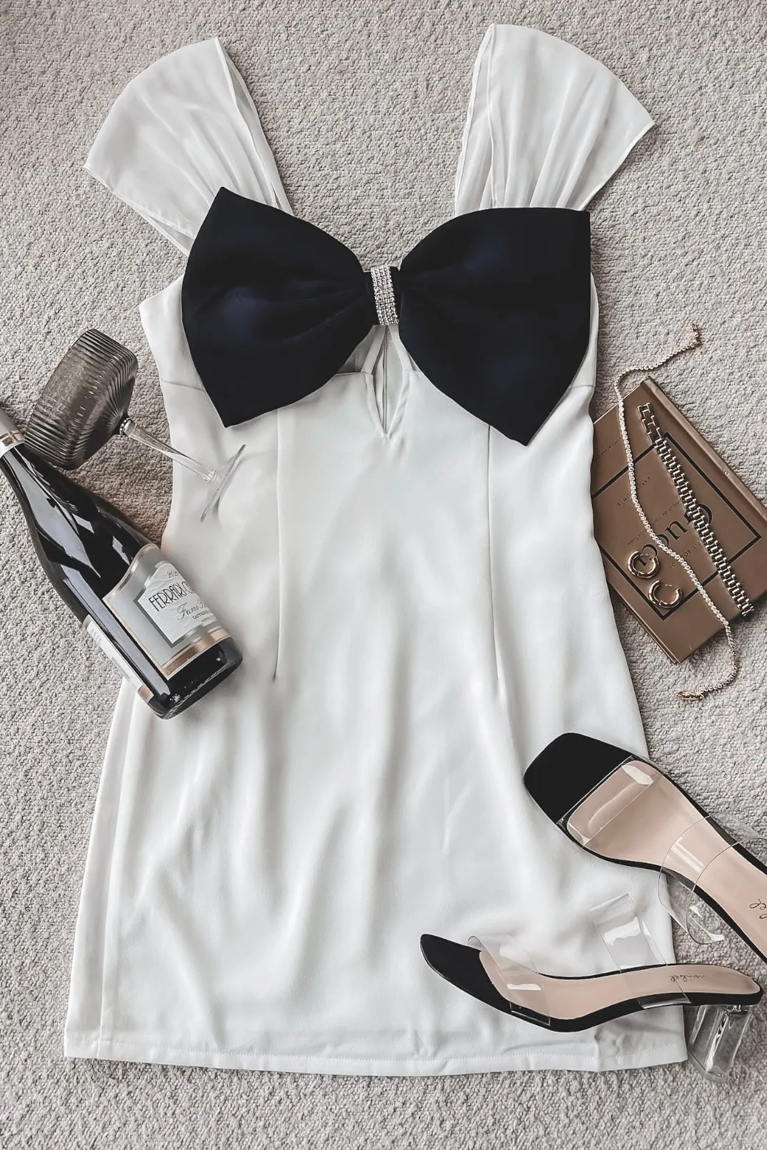 DEAL Elegant Is My Middle Name White Bow Mini Dress