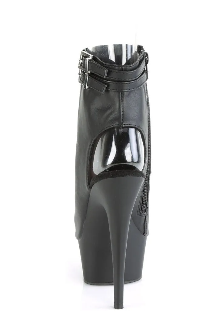 DELIGHT-600-18 Exotic Boot | Black Faux Leather