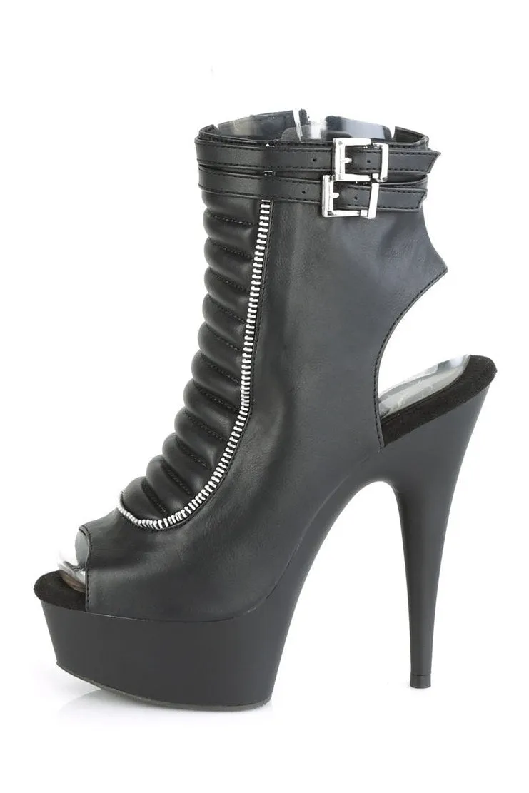 DELIGHT-600-18 Exotic Boot | Black Faux Leather
