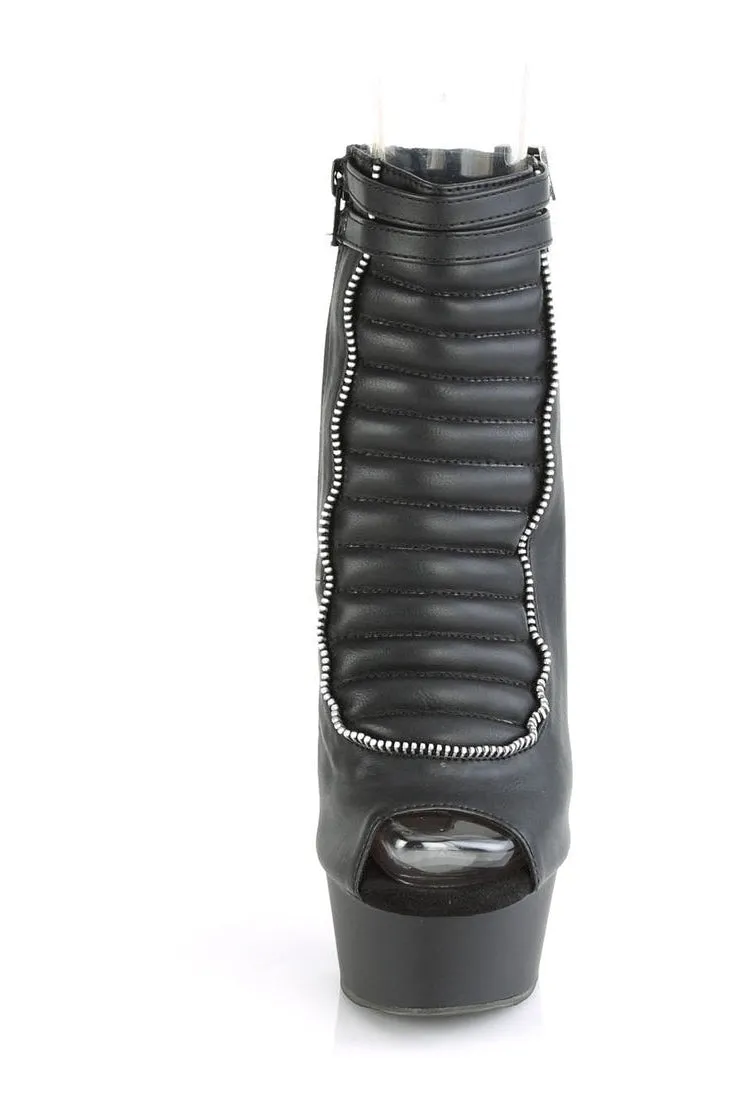 DELIGHT-600-18 Exotic Boot | Black Faux Leather