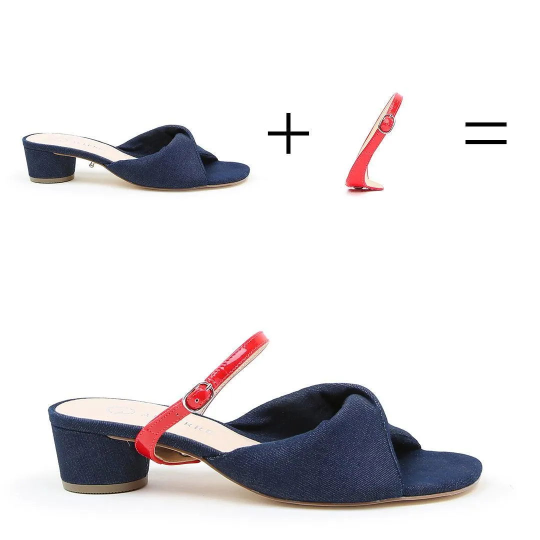 Denim Lo Twist Sandal   Red Gloss Twiggy Strap