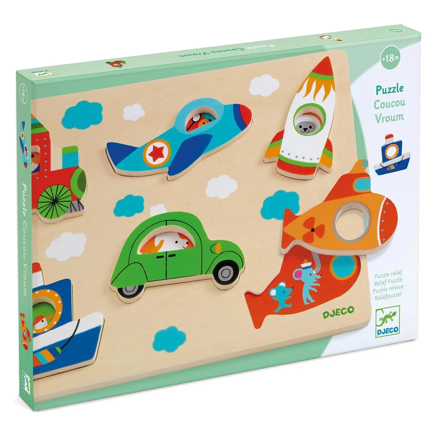 DJECO Wooden Puzzle Vroum