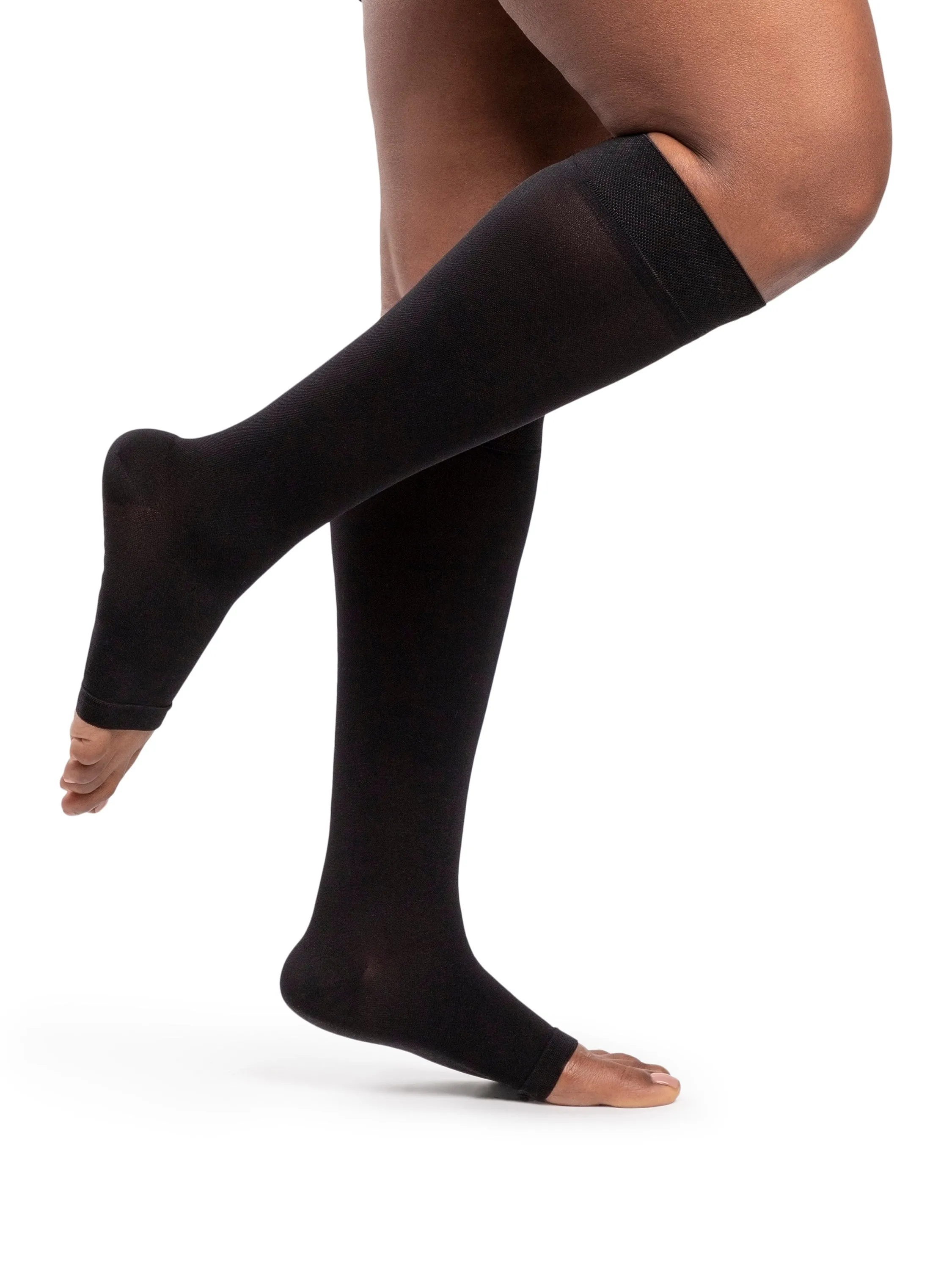Dynaven Opaque Women's Knee High w/ Silicone 30-40mmHg-Open Toe