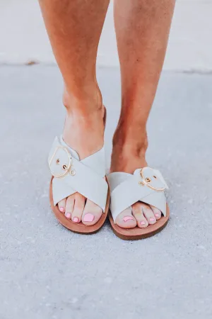 Ella Crisscross Slide Sandals - Off White
