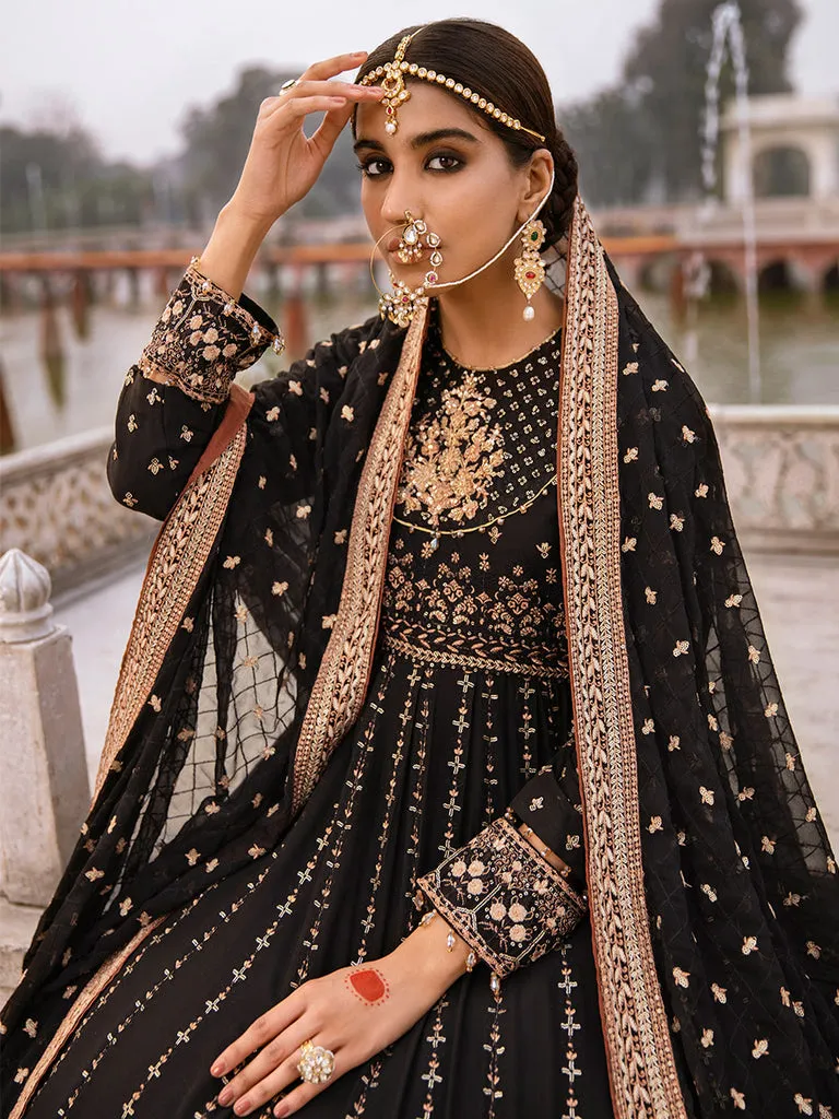 Embellished Pakistani Dresses Black Frock Sharara Suit