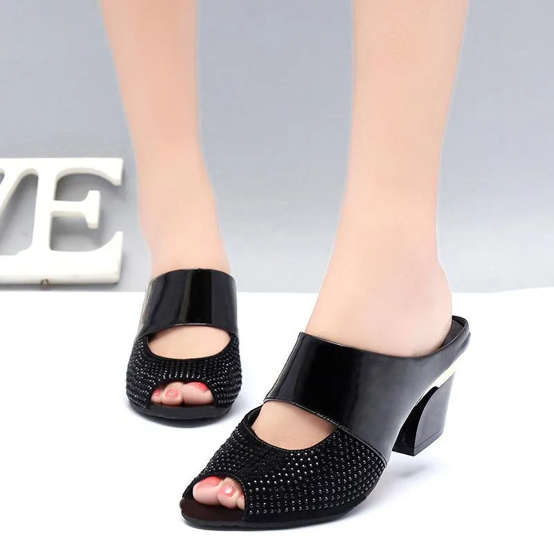 Fashion Women Leather Sandals Sexy Peep Toe Cut Out High Heels