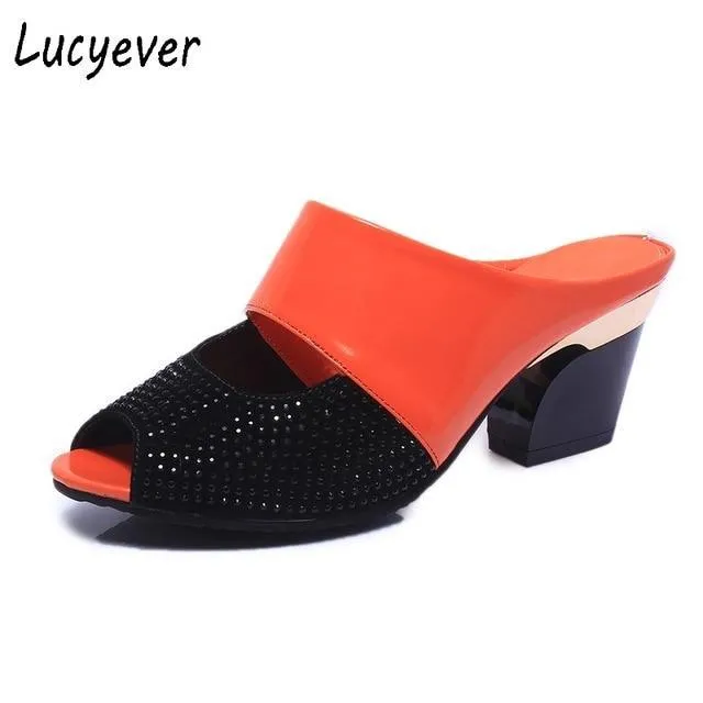 Fashion Women Leather Sandals Sexy Peep Toe Cut Out High Heels