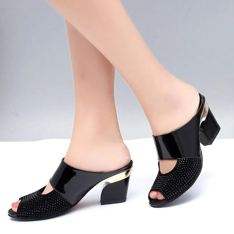 Fashion Women Leather Sandals Sexy Peep Toe Cut Out High Heels