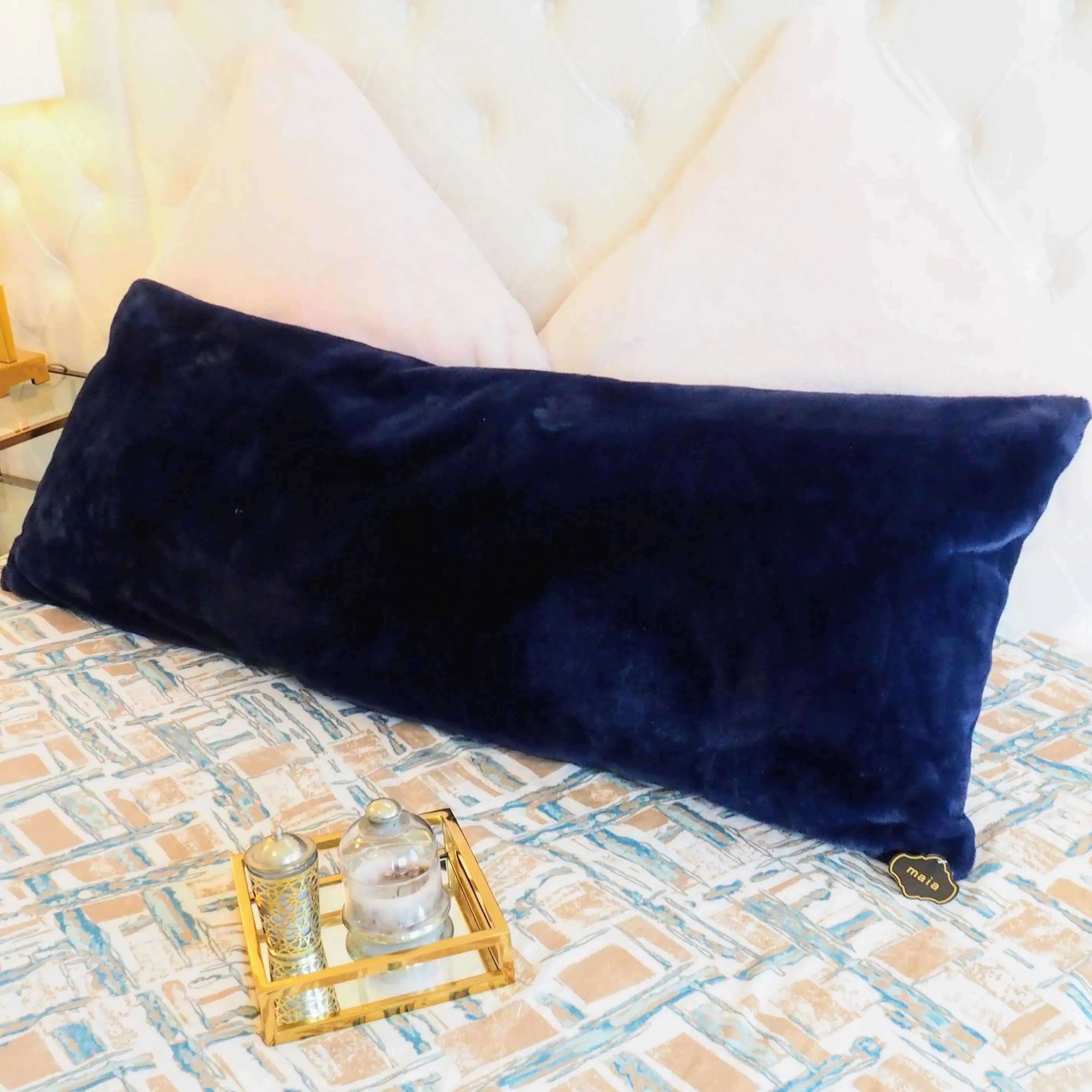 Faux Fur Body Pillow with Adjustable Insert - White