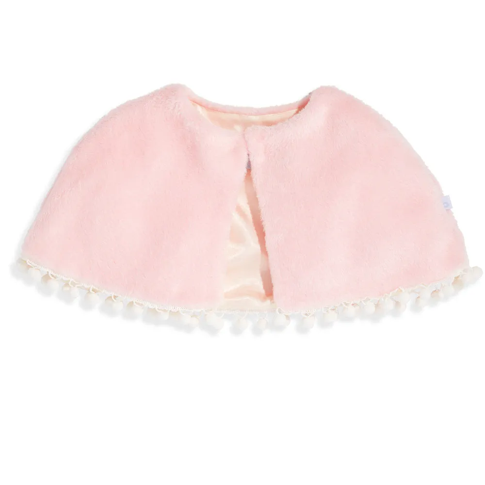 Faux Fur Capelet with Pom Poms -- Pink