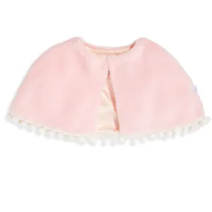 Faux Fur Capelet with Pom Poms -- Pink