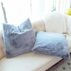 Faux Fur Euro Throw Pillows with Adjustable Inserts 26" x 26" - Gray