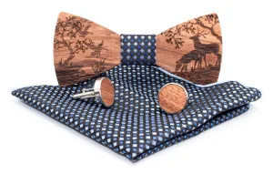 Forest Wooden Bow Tie With Cufflinks