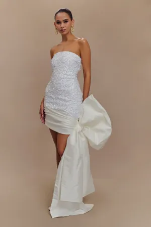 Franka Strapless Bow Mini Dress - White