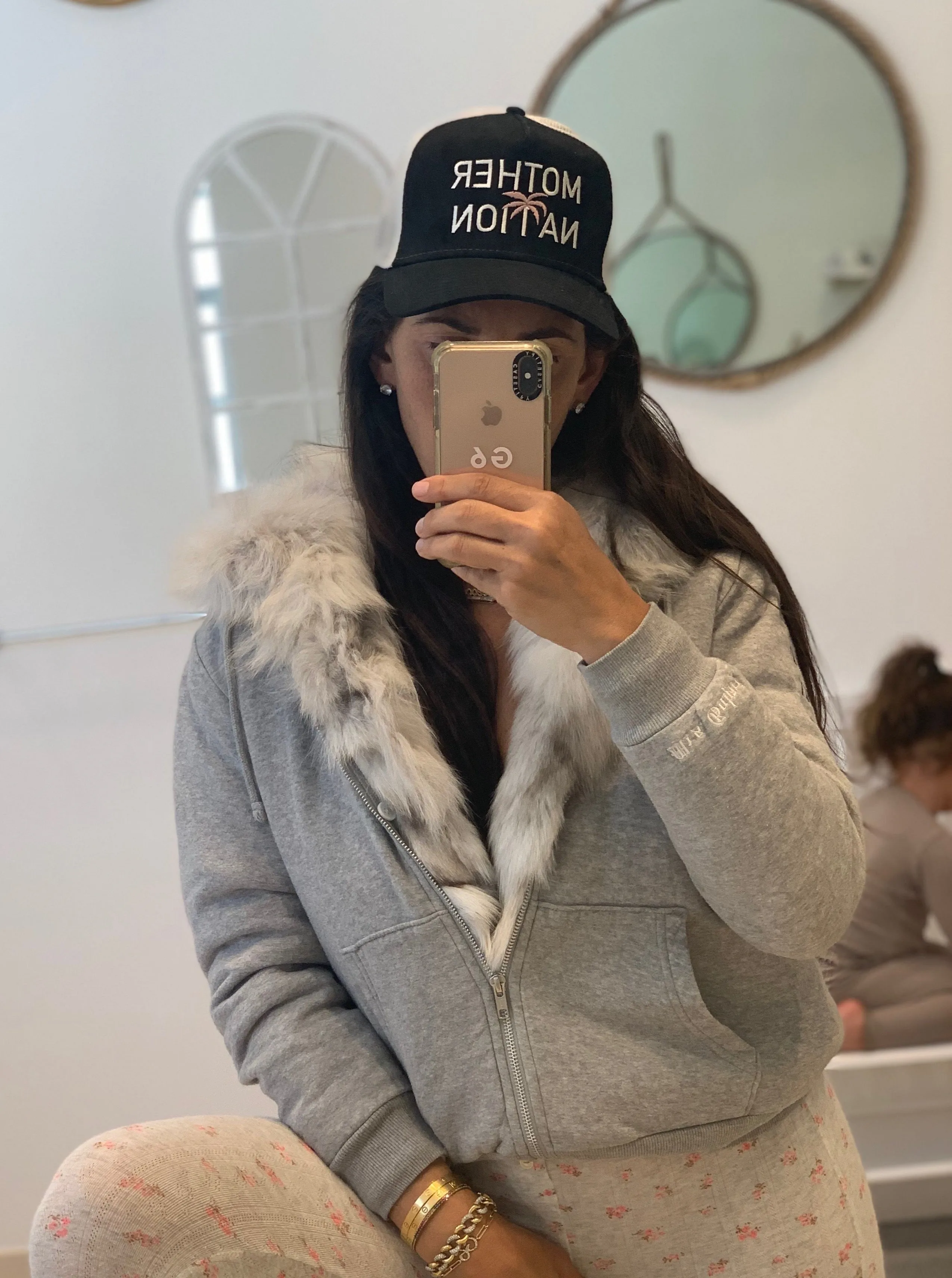 Fur Lined Hoodie in Gray