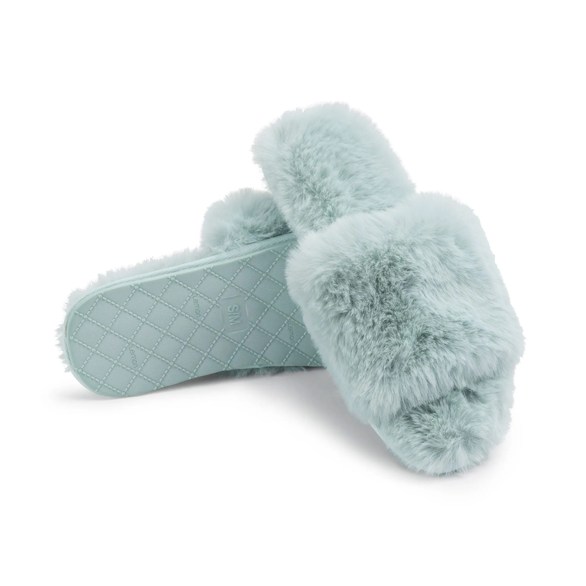 Fur Slide Slipper - Blue FINAL SALE
