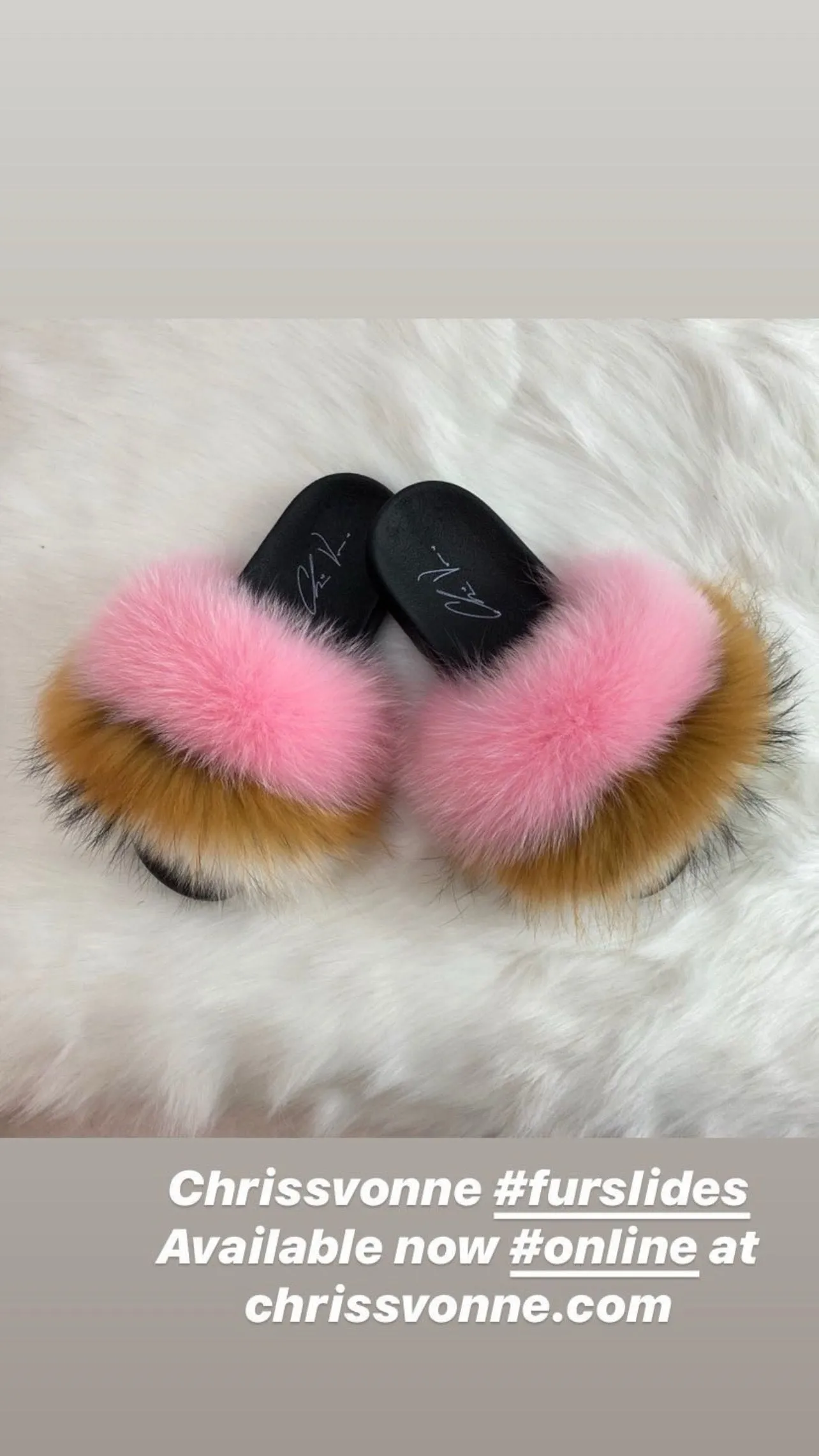 Fur Slides- Light Pink Brown and Tan