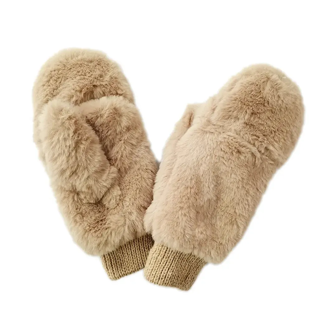 Fuzzy Mittens Camel