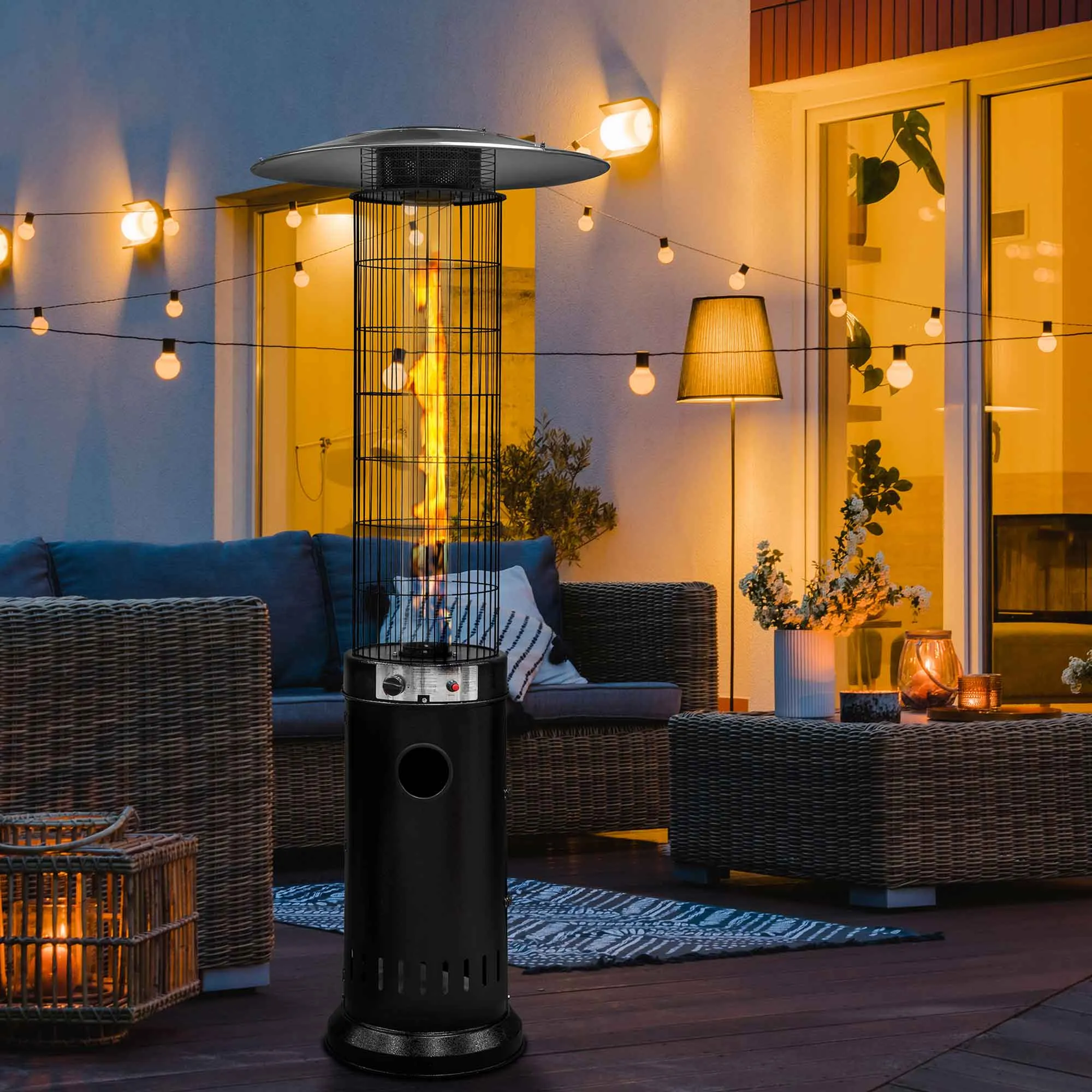 Gas Patio Heater 13kW for Commercial & Domestic Use, Black, Supplied with Cover - DG226