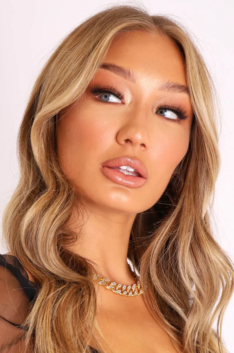 Gold Chunky Diamante Embellished Chain Necklace - Jala
