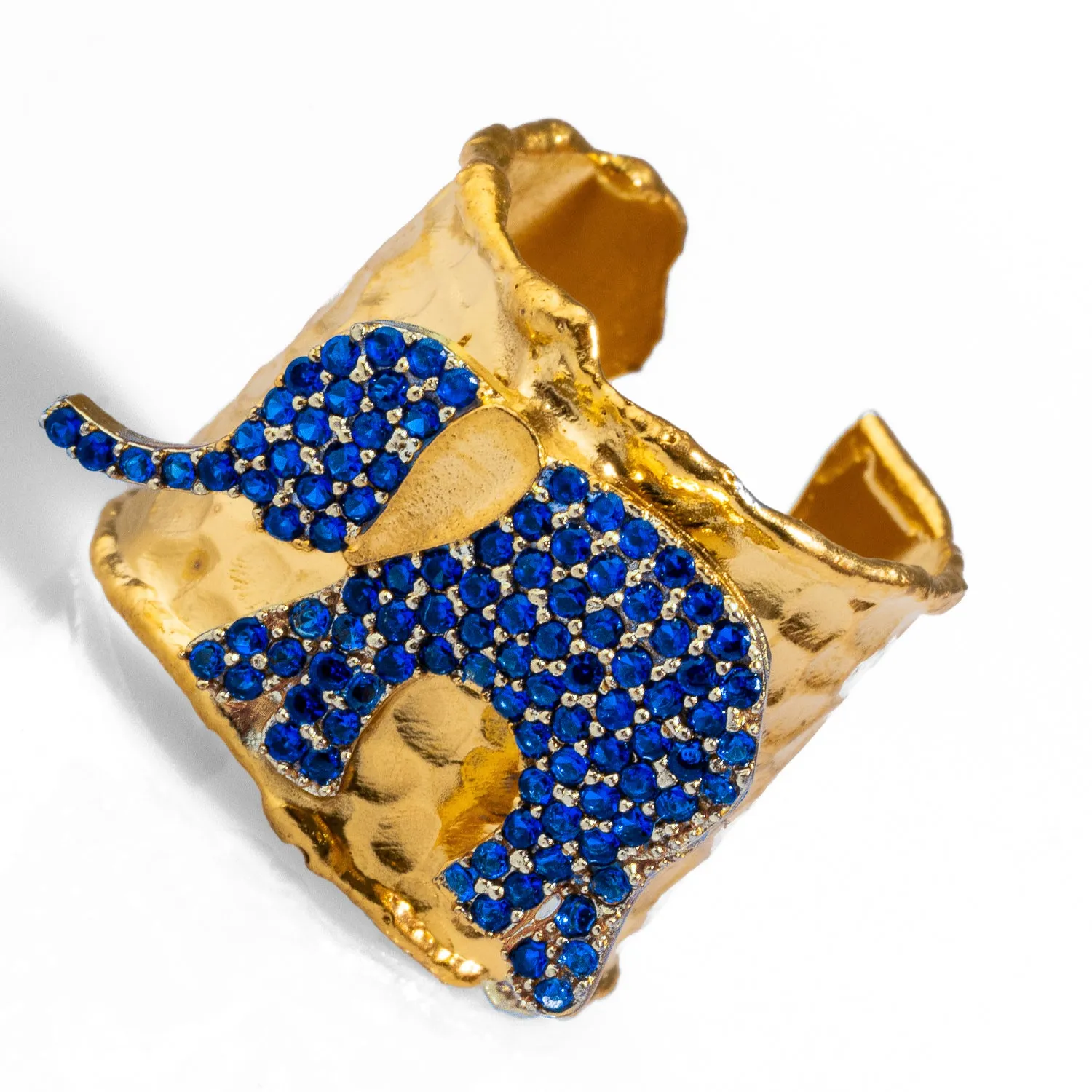 Guardian Sapphire Elephant Gold Chunky Adjustable Ring