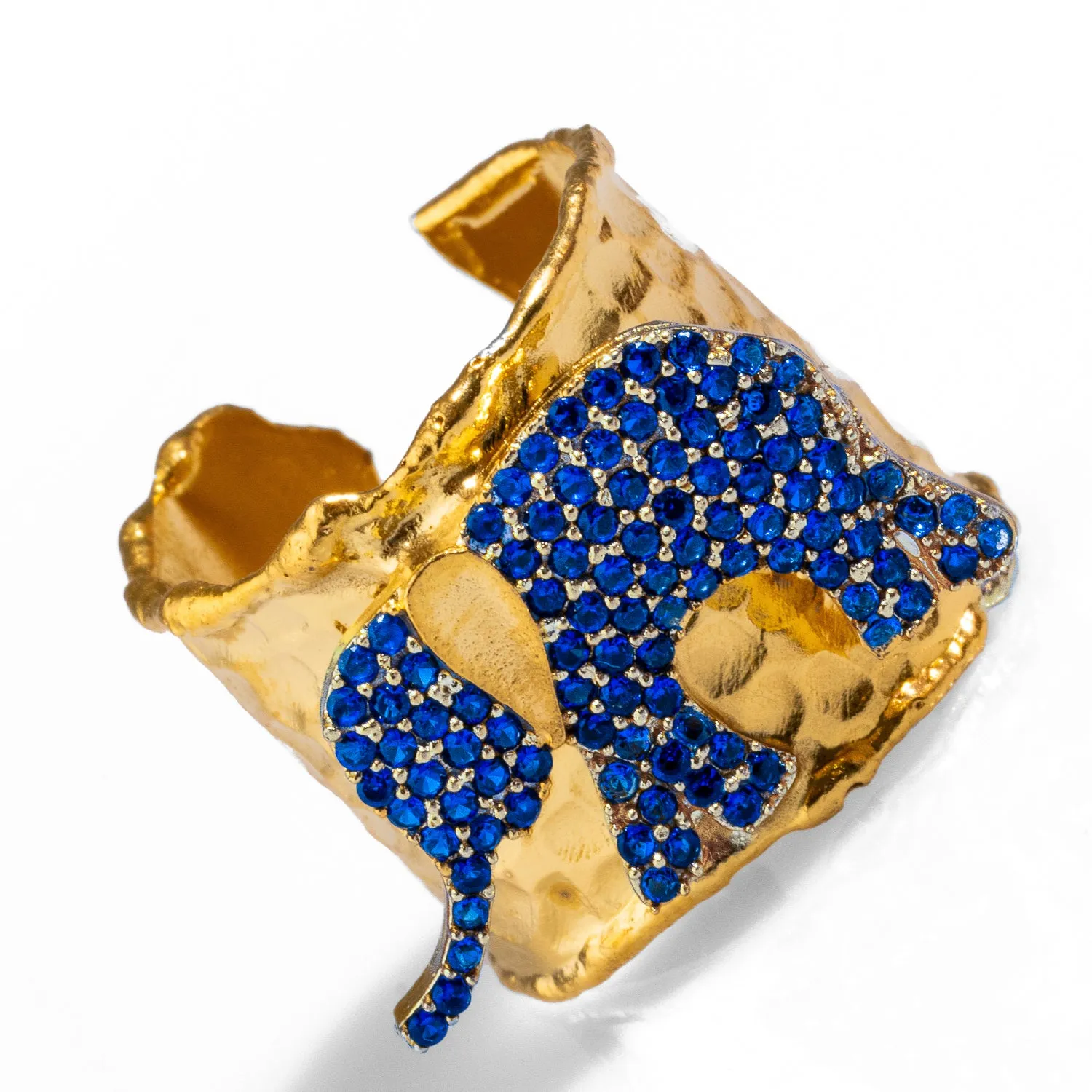 Guardian Sapphire Elephant Gold Chunky Adjustable Ring