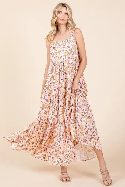 Hazel Blues® |  Mittoshop Flower Print Tiered Sleeveless Empire Maxi Dress