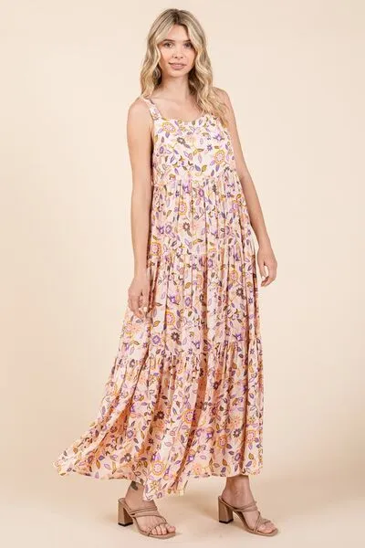 Hazel Blues® |  Mittoshop Flower Print Tiered Sleeveless Empire Maxi Dress